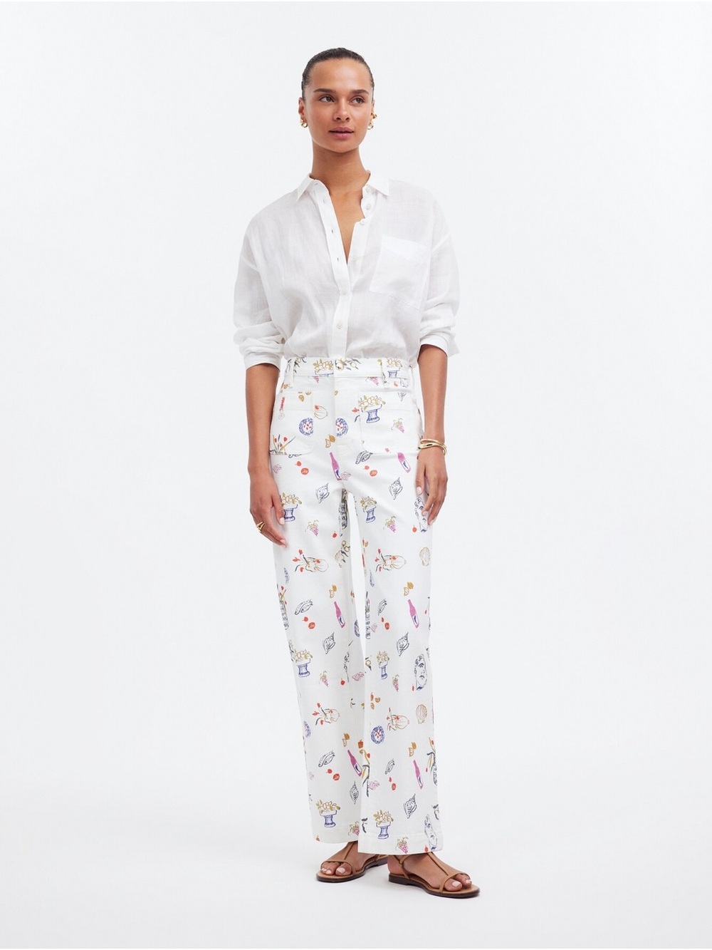 Madewell x Lisa Says Gah! Perfect Vintage Wide Leg Crop White Print